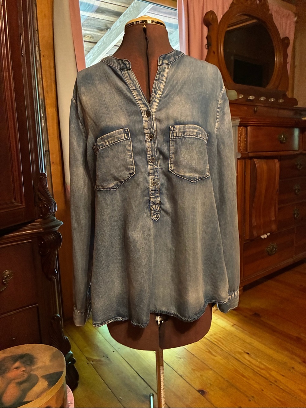 Reba Denim Shirt Collar in Dark Blue